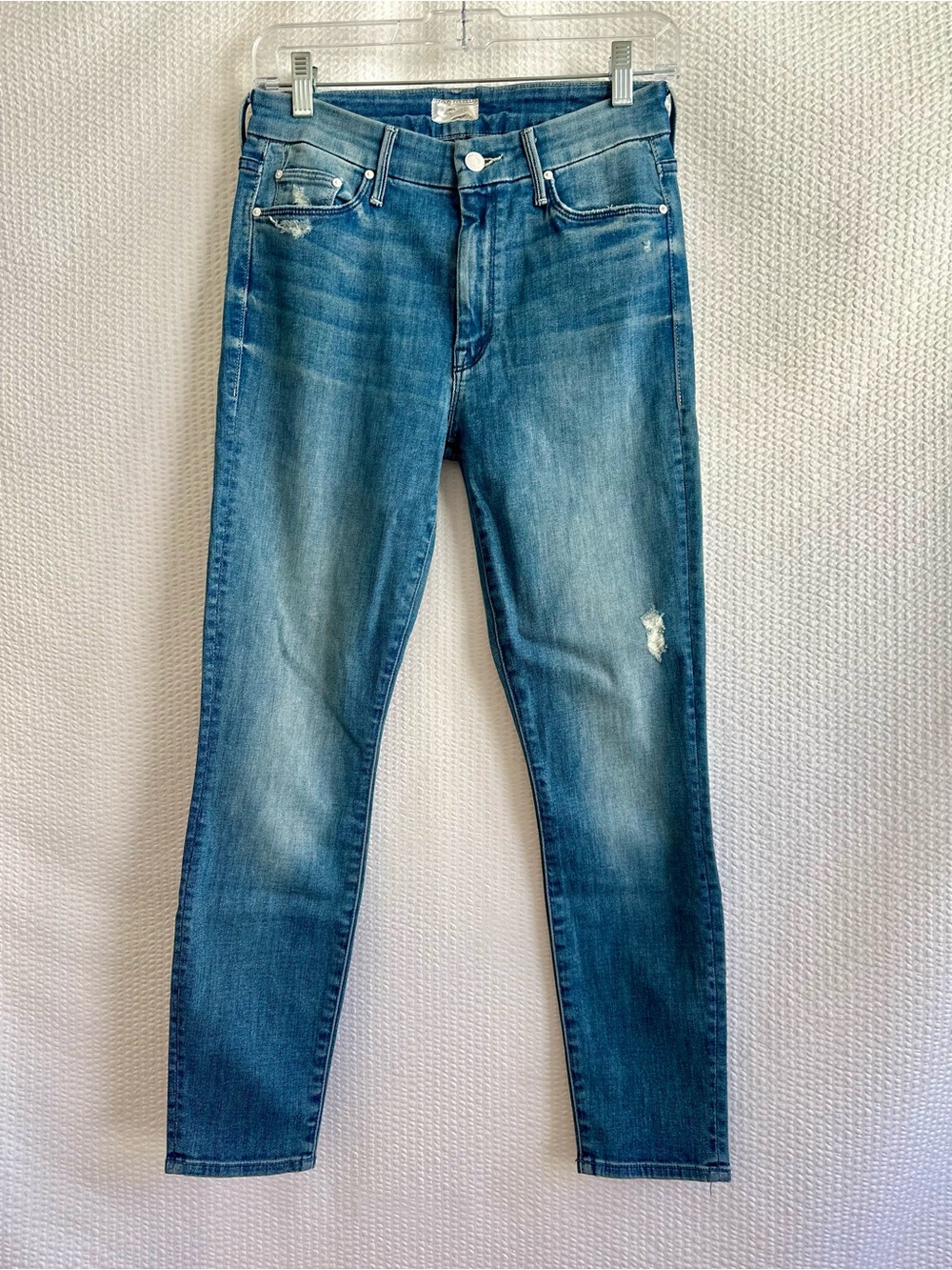 MOTHER The Looker Blue Skinny Ankle Jeans Distressed Light Wash Women’s 27